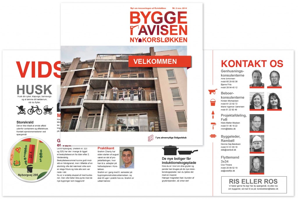 Byggeavis til faB, Odense, layout og illustrationer